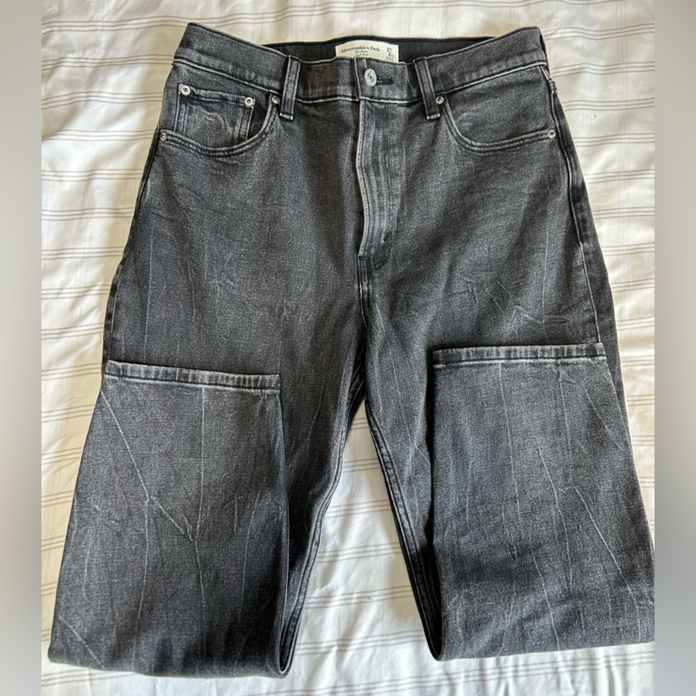 Abercrombie & Fitch Dark Gray High Rise Mom Jeans